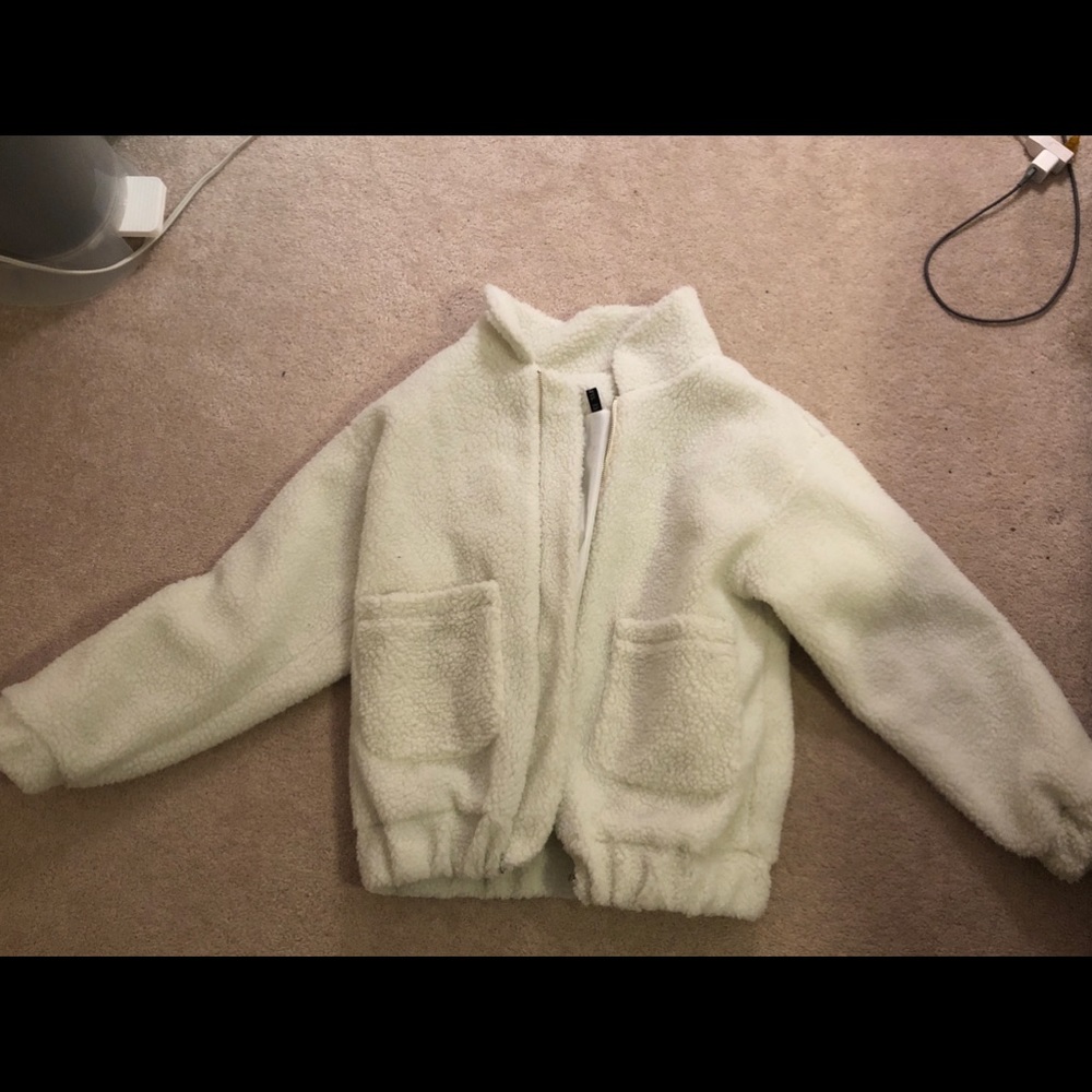 Zaful White Fuzzy Coat